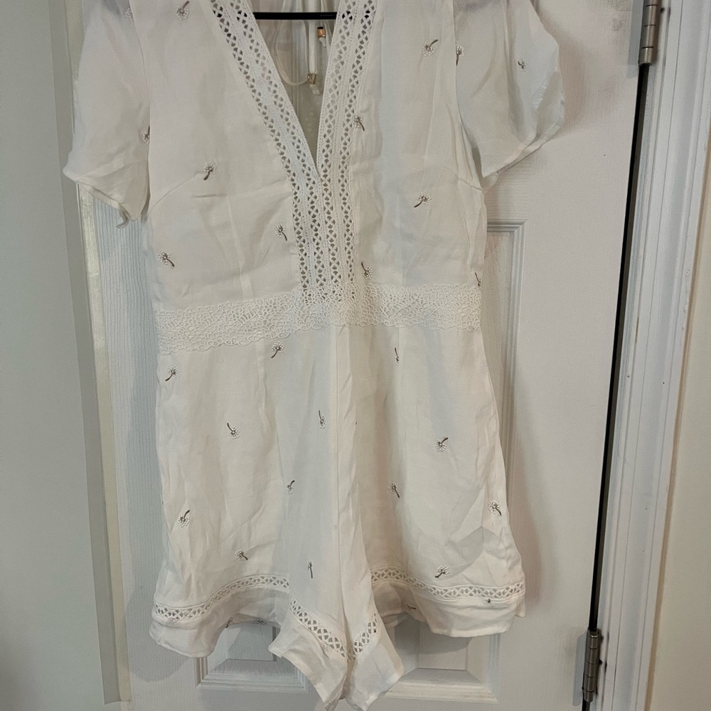 White Open Back Romper